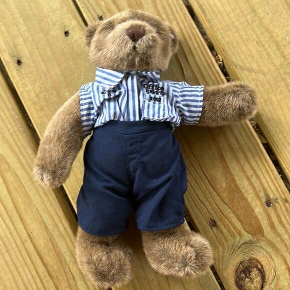 Office Depot Teddy Bear Brown Blue Pants Stripe Shirt 13” Plush Stuffed Animal - Picture 2 of 4